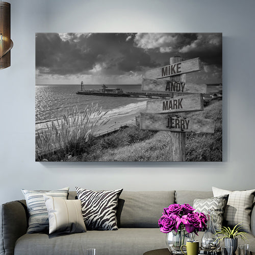 Beach with Storm Clouds Multi-Names Premium Canvas